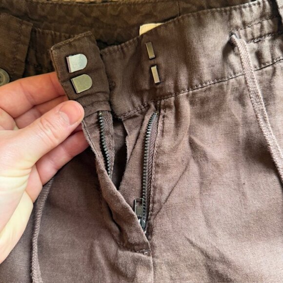 Womens 100% Linen Wide Leg Pants Size 6 Cropped Coastal Boho Beach Neutral - Picture 12 of 12